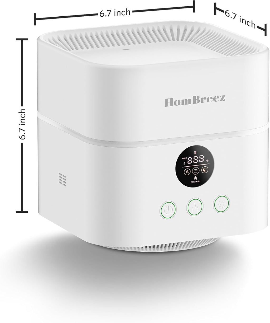 Air Purifier and Humidifier Combo for Bedroom, Covers Up to 200ft², H13 True HEPA Filter, 500ML Water Tank, Quiet Cool Mist Top Fill Essential Oil Diffuser for Baby, Pet Room, White