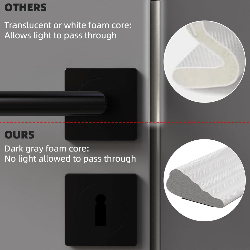 118" Wedge Weather Stripping Door Seal Strip for Door Frame & Window,Self Adhesive Window Insulation Draft Stopper Seal for Winter,Gray Foam Door Gap Filler for Soundproofing Light Blocker,Black