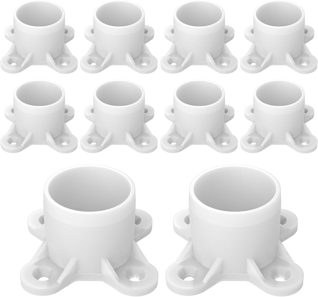 10 Pcs 3/4" PVC Flange Fittings, Table Screw Caps PVC Fittings for DIY Table Leg Support Feet, Furniture and Storage Shelves