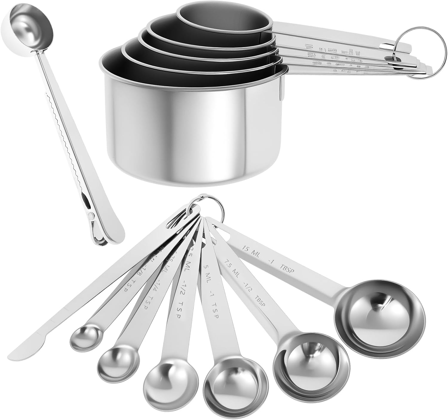 13PCS Measuring Cups and Spoons Set Stainless Steel Measuring Spoons and Cups Stackable Measuring Spoons Set for Dry or Liquid Ingredients