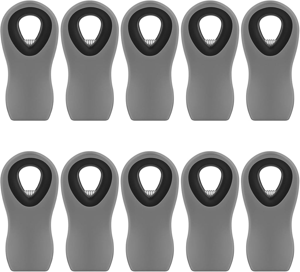 10 Pack Magnetic Chip Clips, Gray Plastic Snack Clips with Magnet for Refrigerator