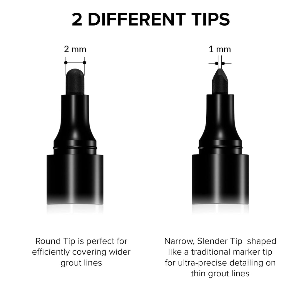 X-Protector Pen for Grout - 2 PCS, Black - Ideal Grout Paint Pens to Make Grout Black Again - Premium Grout Renew Pen with 2 Tips Types - Make Your Grouts Perfect Again!