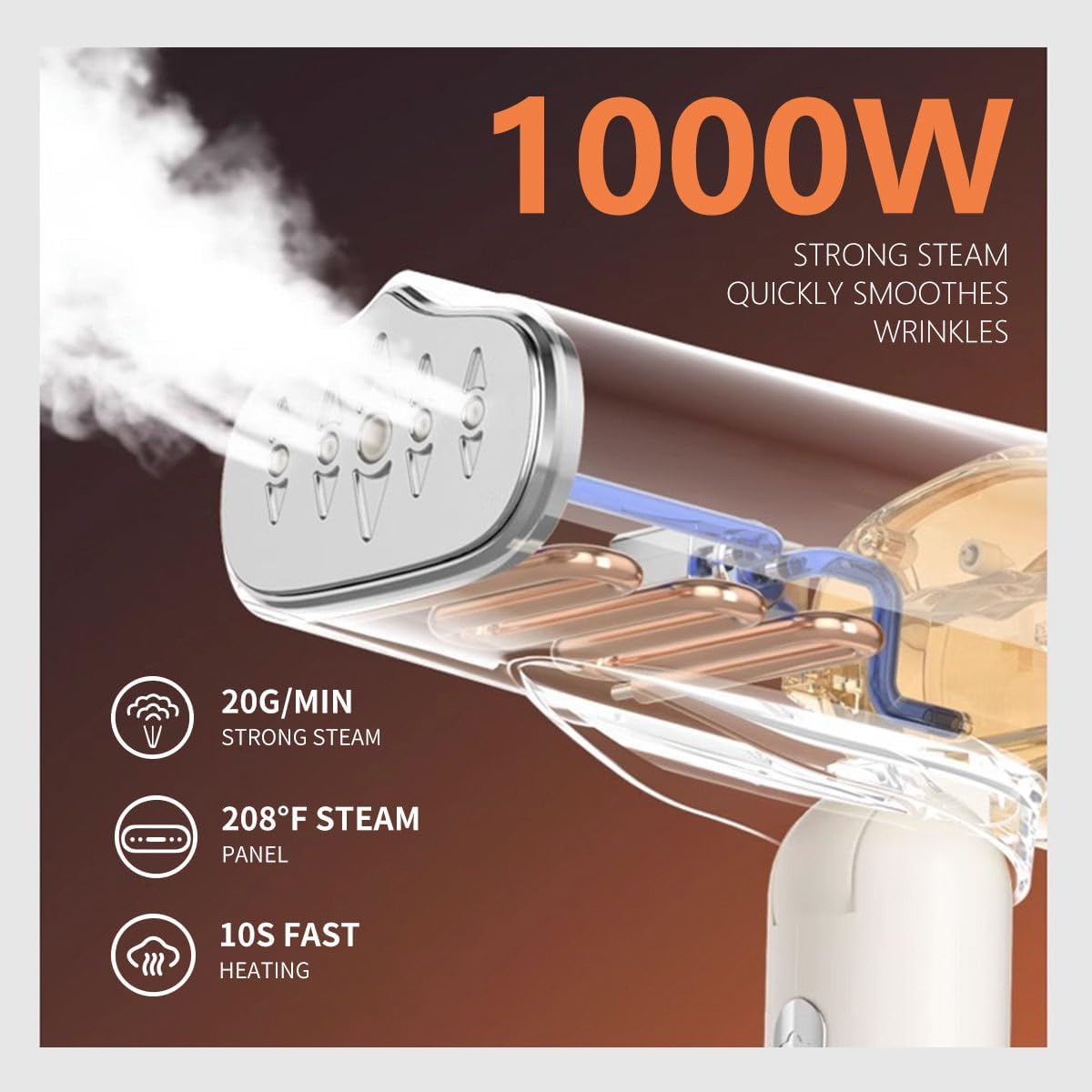 1000w Travel Garment Steamer for Clothes: Foldable Portable Handheld Clothing Mini Steamers Travel Size Hand held Electric Small steam Iron plancha a de Vapor para ropa portatil Travel Dorm Essentials