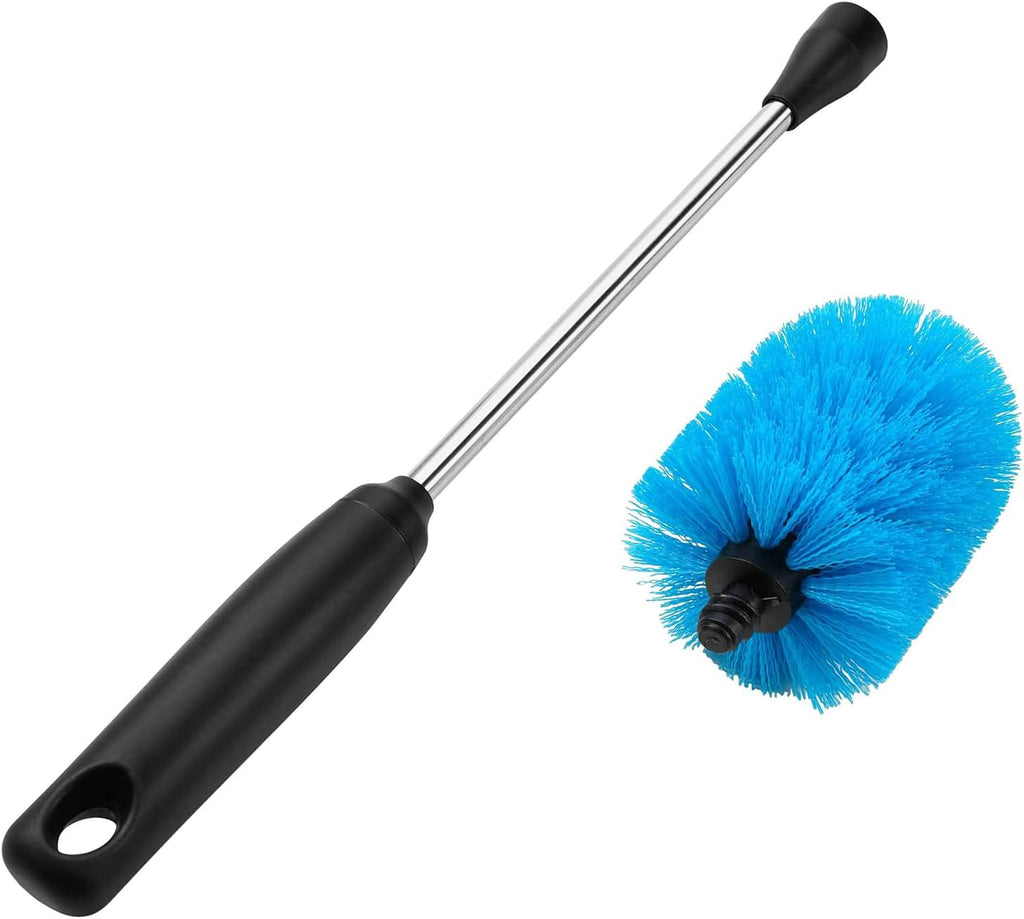 Stainless Steel Bottle Brush with Replaceable Head, Long Handle Scrub Brush for Water Bottles, Glasswares, Mugs, Flasks, Tumblers, Vases, and Kitchen Sink, 2 Pack, 13 in - 15 in