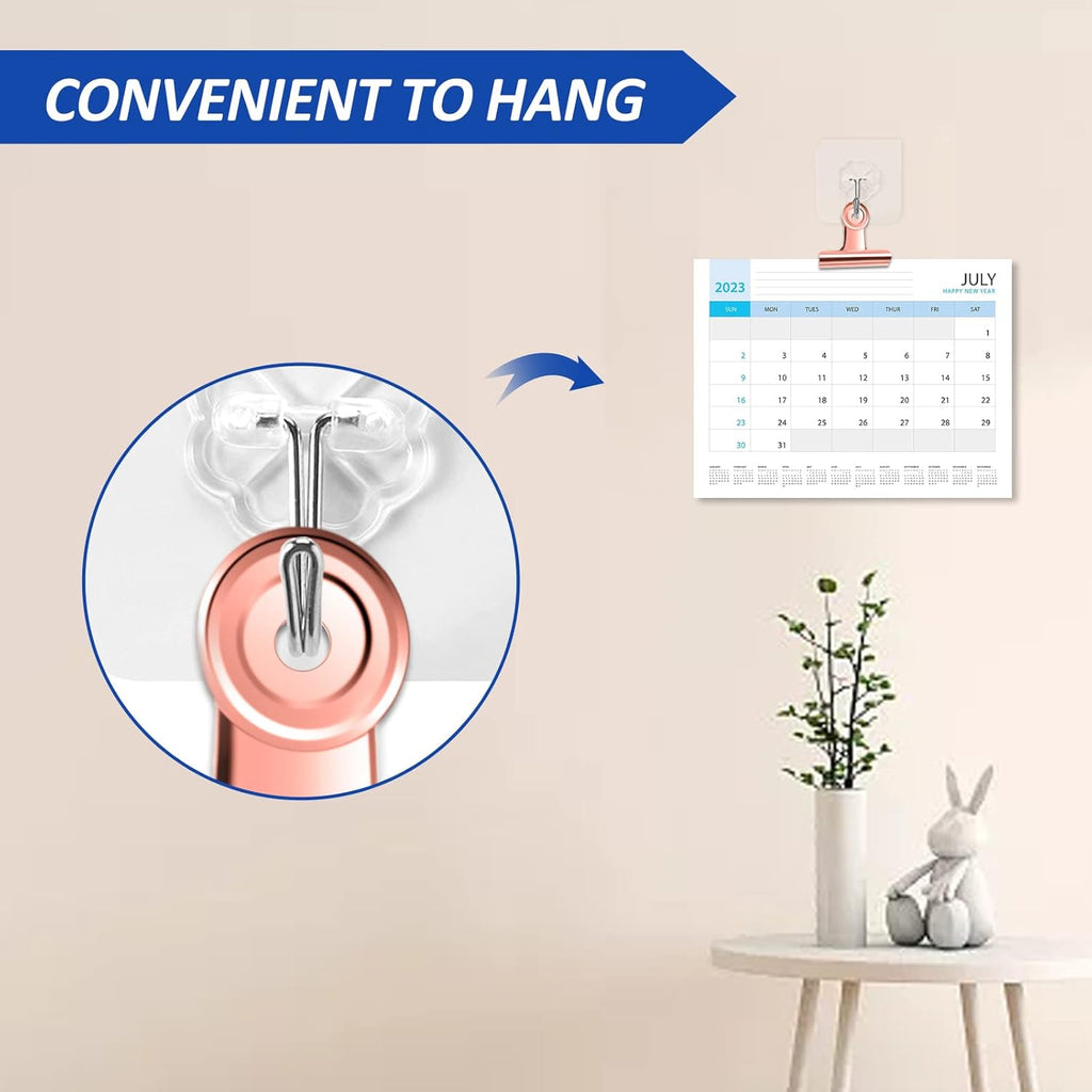 10 Pack Large Metal Hinge Clips 2.5 Inches Bull Hinge Paper Clips Bulldog Clips for Crafts, Photo, Drawing, Food Bags at Home, Office, School, Shop, Rose Gold, 63mm