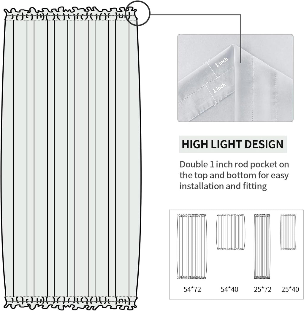 DWCN French Door Curtains – Rod Pocket Thermal Curtain for Doors with Glass Window, Kitchen and Patio Doors for Privacy, 25 X 72 Inches Long, 1 Curtain Panel with Tieback, Greyish White