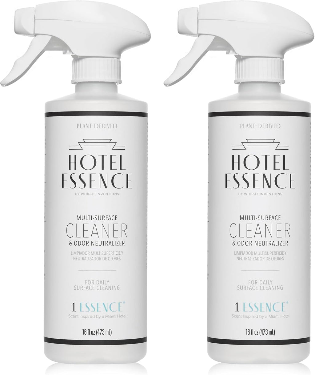 Hotel Essence Cleaner: Plant-Based Multi-Surface Cleaner & Odor Neutralizer, 16 oz, Leather, Cardamom, Lemon, Sandalwood, Cedarwood, Cinnamon, Vetiver, Amber, Musk, Iris, 16 Fl Oz (2)