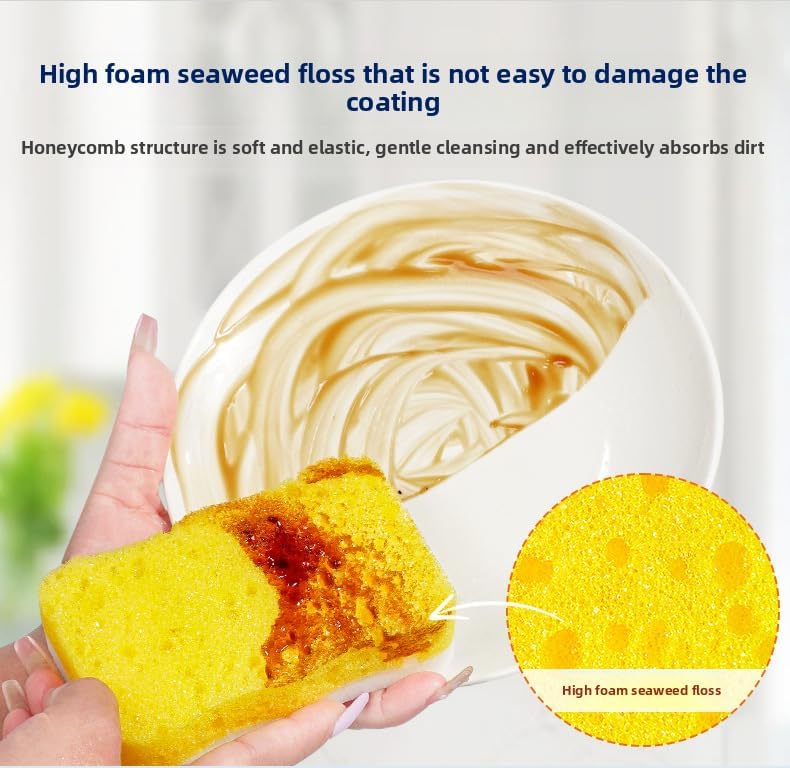 Ampang Wave-Shaped Scrub Sponges for Kitchen Cleaning - Nano Sponge & High-Foam Seaweed Cotton, Non-Scratch, Dishwasher Safe, Ideal for Washing Dishes & Daily Household Tasks (5, Blue)