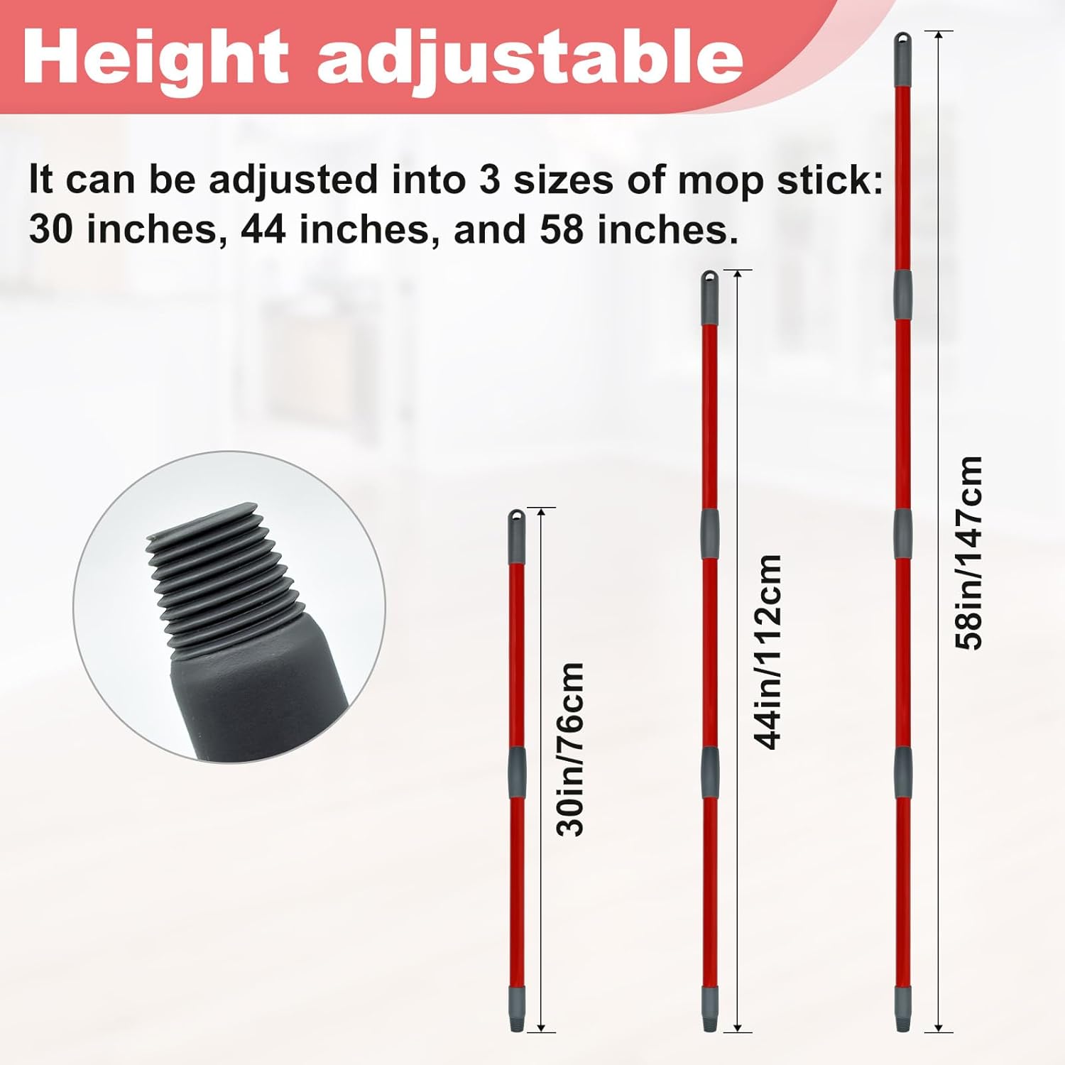 Mop Handle for Ocedar,Spin Mop Replacement Head Base Compatible with O Cedar,4-Section Spin Mop Handles and Base for EasyWring Spin Mop