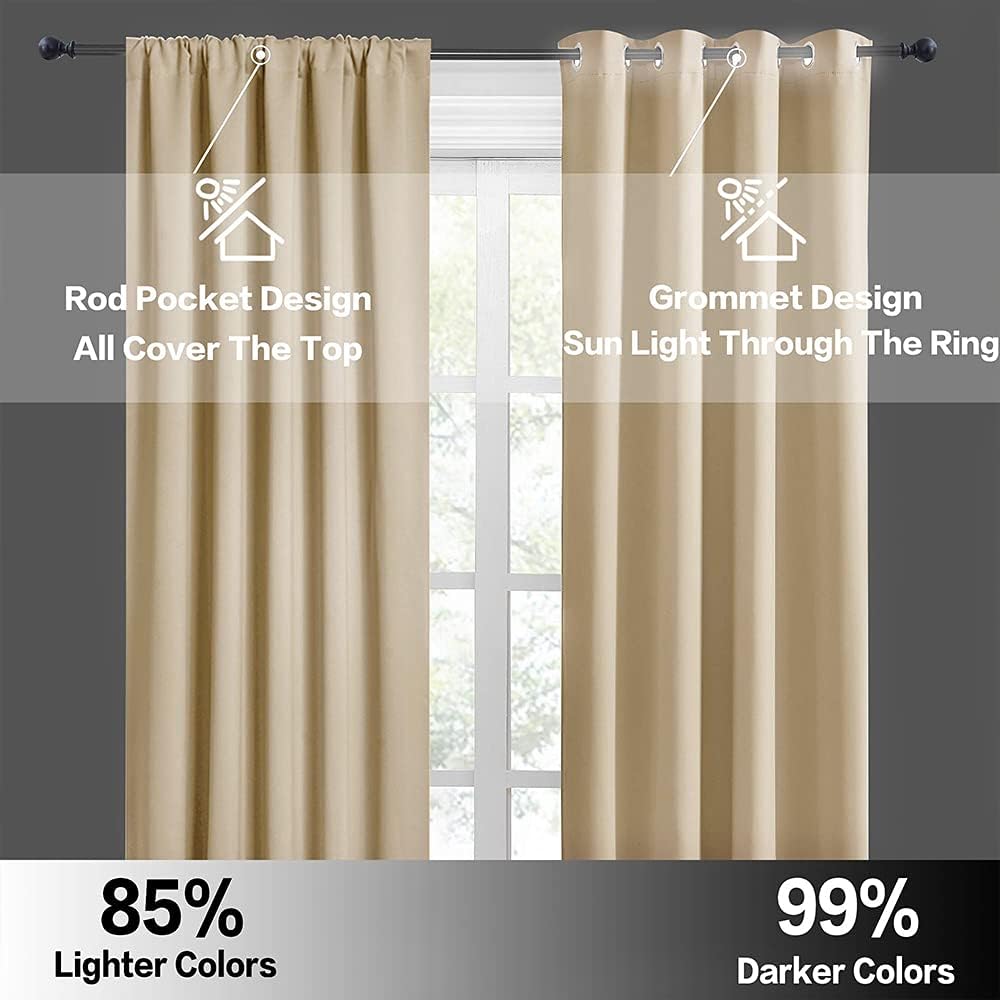 RYB HOME RV Camper Door Window Curtains -Blackout Privacy Curtains & Drapes for Bathroom Bedroom Kitchen Portable Travel Trailer Small Window Decor, W 34 x L 24, Biscotti Beige, 2 Panels