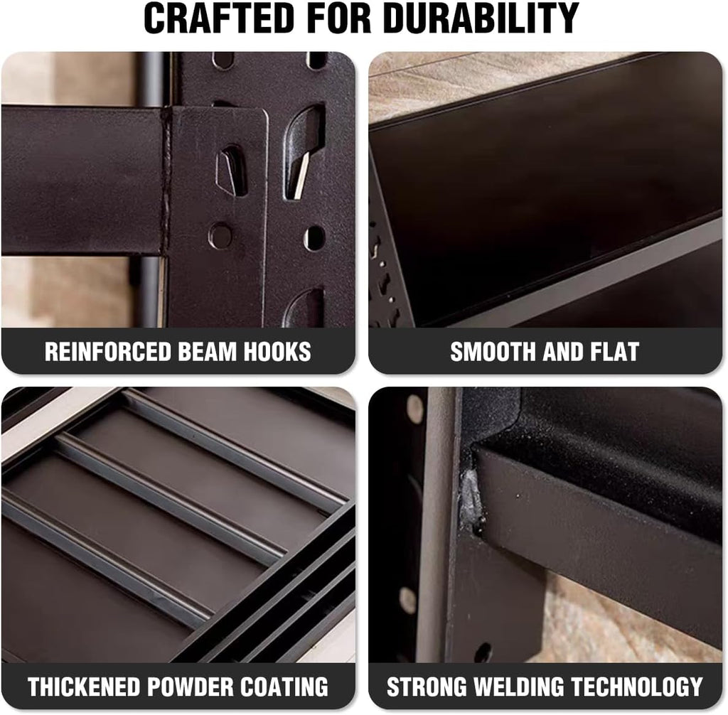 Storage Shelves Heavy Duty, Metal Garage Shelving Units, 4 Tier Storage Rack Shelf, Steel Industrial Shelving, Adjustable Standing Shelf for Basement/Warehouse (Black, W47.24*D19.69*H78.74)