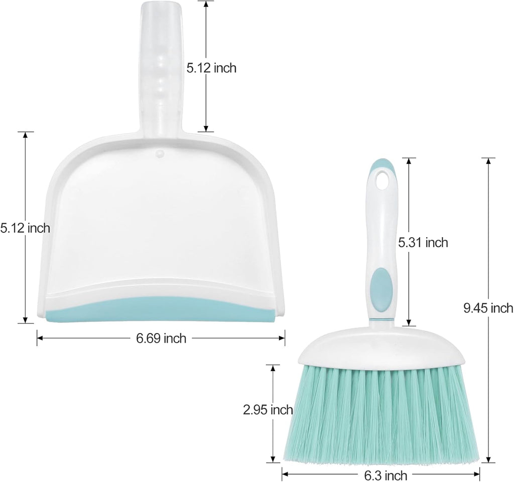 NACENA Small Dust Pan and Brush Set, Mini Broom and Dustpan Set Small Hand Broom and Brush Combo Dust Pan with Teeth for Home Cleaning Drawers Desktop Sofas Pet Care and Outdoor, Blue