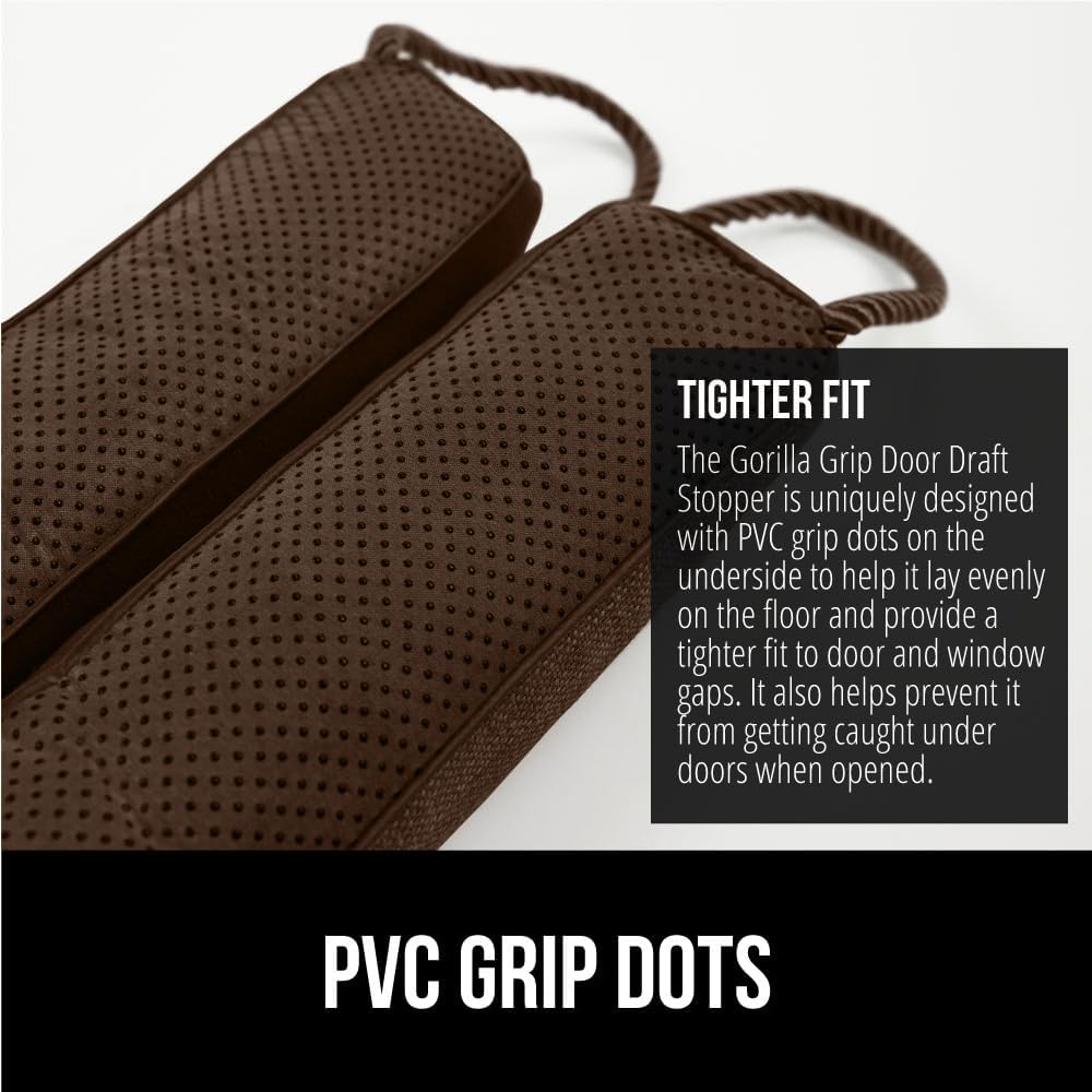 GORILLA GRIP Door Draft Stopper for Bottom of Doors, Weather Stripping Seal Blocks Hot Air, Noise, Bugs, Keeps Cold AC in, Sound Proofing Easy Install Gap Filler, Home Essentials, 38 Inch, Brown