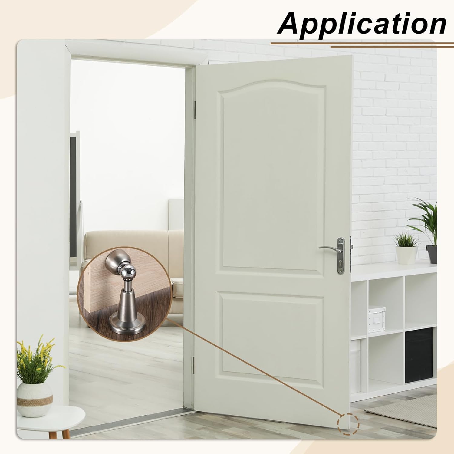 uxcell Magnetic Door Stopper, 304 Stainless Steel Magnetic Door Stop Catch, Soft-Catch Brushed Nickel Hold Door Open Wall Mount for Bottom of Door, Silver