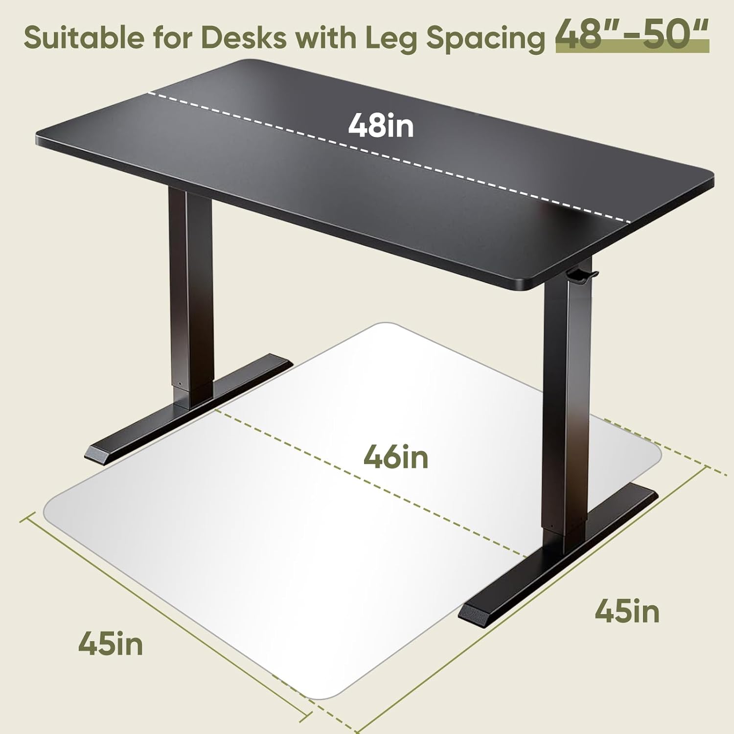 Office Chair Mat for Carpet & Hardwood, Upgraded 45" x 45" Tempered Glass Chair Mat for Office Home, with 4 Anti-Slip Pads