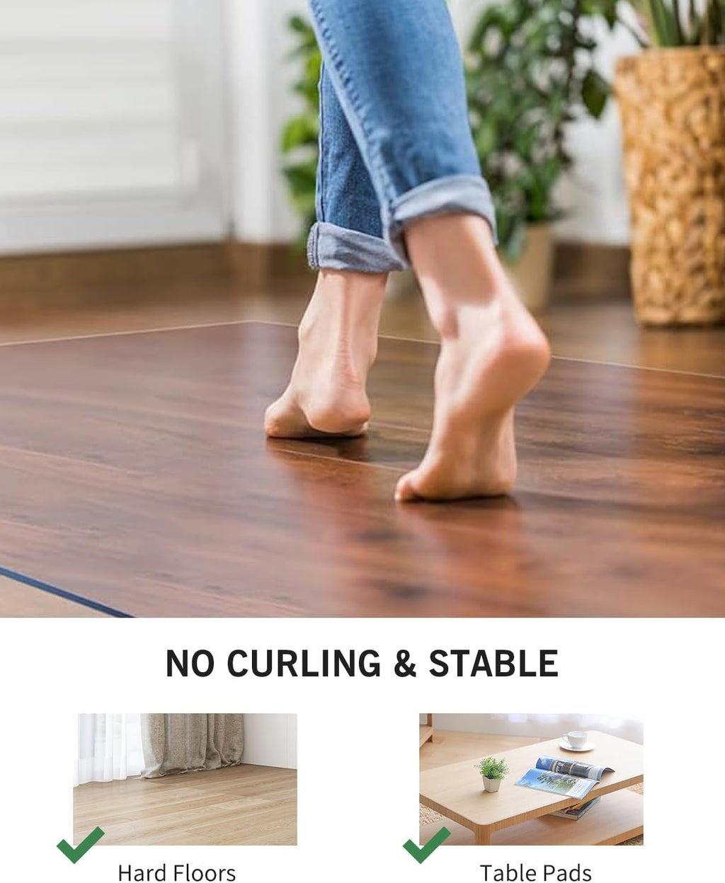 Area Mat for Hard Floors, 5'×7' Transparent PVC Area Rug for Home, Waterproof Durable Protector for Dining Room, Kitchen, Living Room, Large No-Slip Baby Play Mat for Floor, Pet Litter Pad