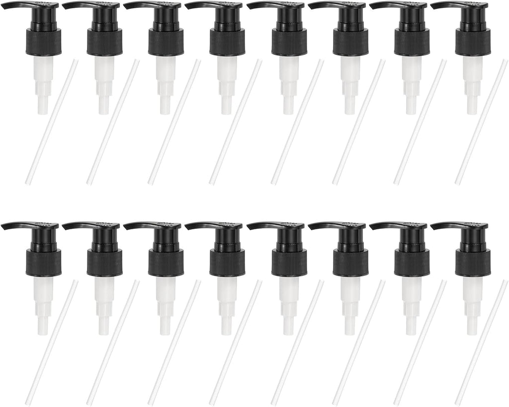uxcell 16 Pcs Soap Dispenser Pump Heads Soap Dispensers Top Pumps Replacement Switch Pumphead for Standard 24/416 Neck Size Lotion Shampoo Bottle, Black