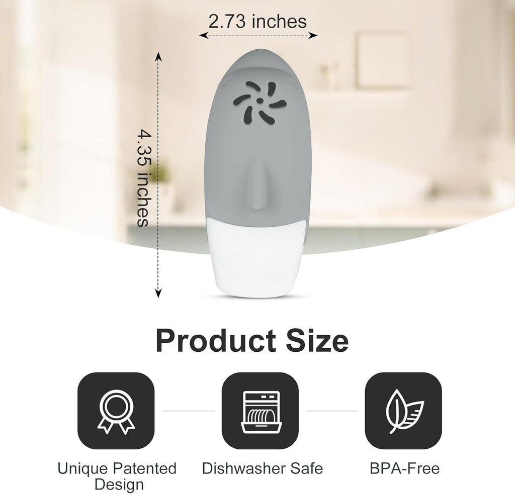 Asltw Upgrade Cute Fridge Deodorizer, Dolphin Fridge Cleaner, Freezer Odor Freshener, Add Baking Soda Reusable Fun Kitchen Gadgets (Grey)