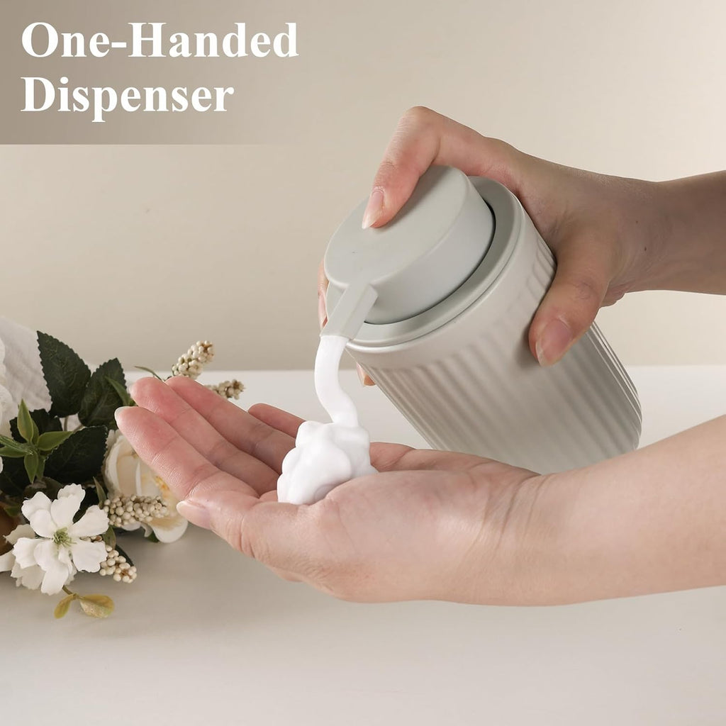 BosilunLife Foam Hand Soap Dispenser - Ceramic Foaming Soap Dispenser for Bathroom 12oz Refillable Liquid Lotion Soap Dispenser with Rust-Proof Foaming Pump for Countertop