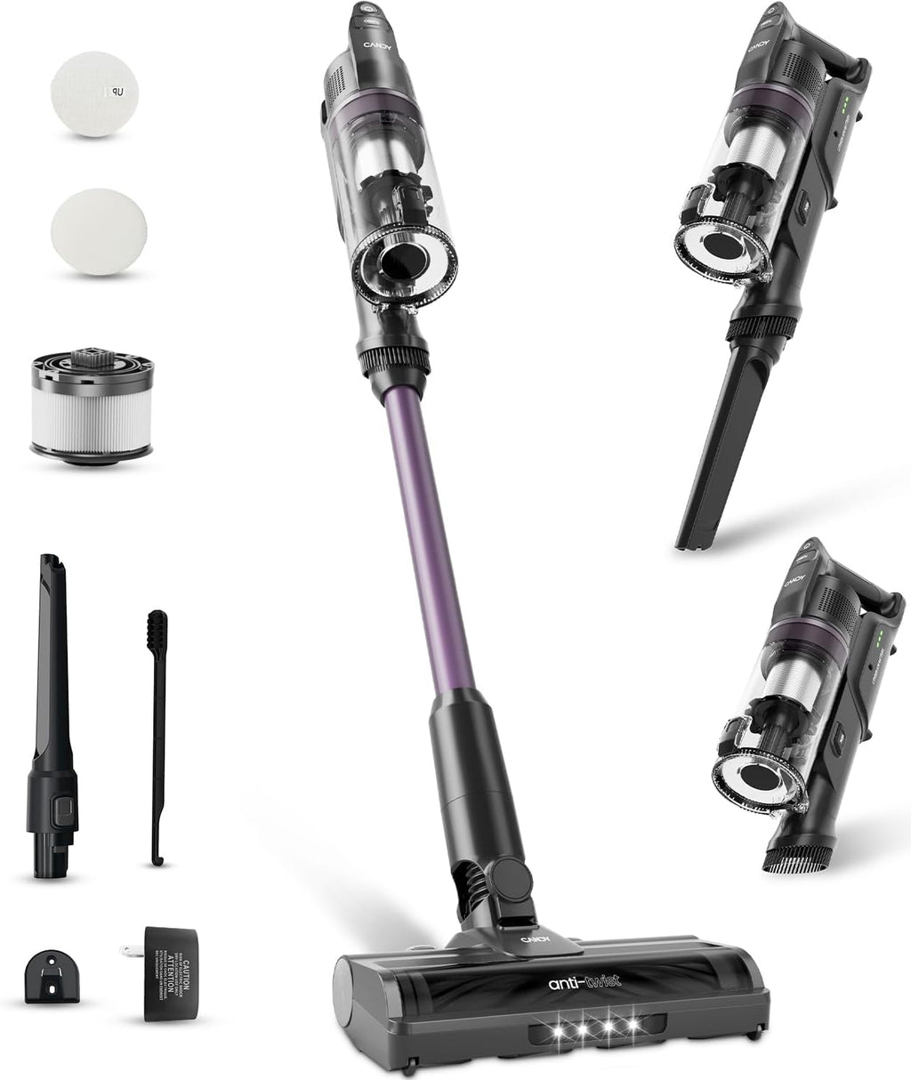 CANDY Cordless Vacuum Cleaner, Stick Vacuum Cordless Rechargeable,45Mins Powerful Suction Vacuum Cleaners for Home,Anti-Tangle,One-Click Dust Disposal,Lightweight for Hardwood Floor Carpet Pet Hair