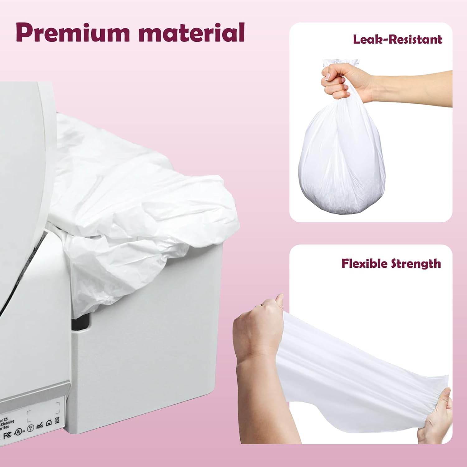 Trash Bags for Popur X5 Litter Box – Thickened, Leakproof Design, 7-Day Odor Control Perfect Fit for Popur X5 Self-Cleaning Cat Litter Boxes -40PCS