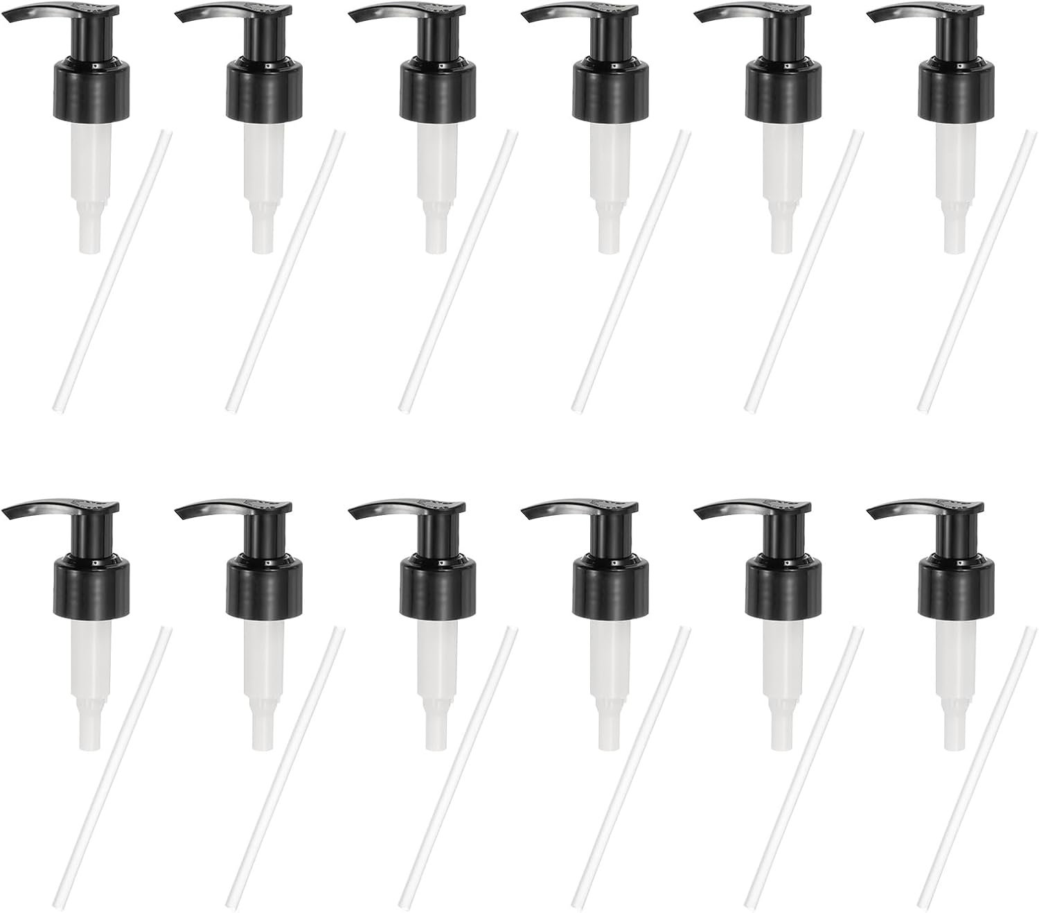 uxcell 12 Pcs Soap Dispenser Pump Heads Soap Dispensers Top Pumps Replacement Switch Pumphead for Standard 24/425 Neck Size Lotion Shampoo Bottle, Black