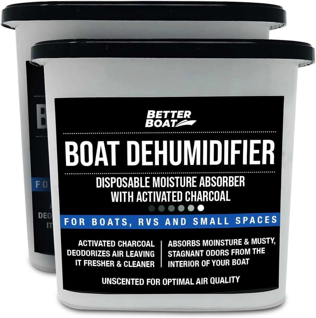 Moisture Absorber and Boat Dehumidifier, Charcoal Odor Remover for Damp Smell and Humidity, Unscented and Fragrance-Free, 2 Pack, Ideal for Basement, Closet, Home, RV, or Boating, No Refill Needed
