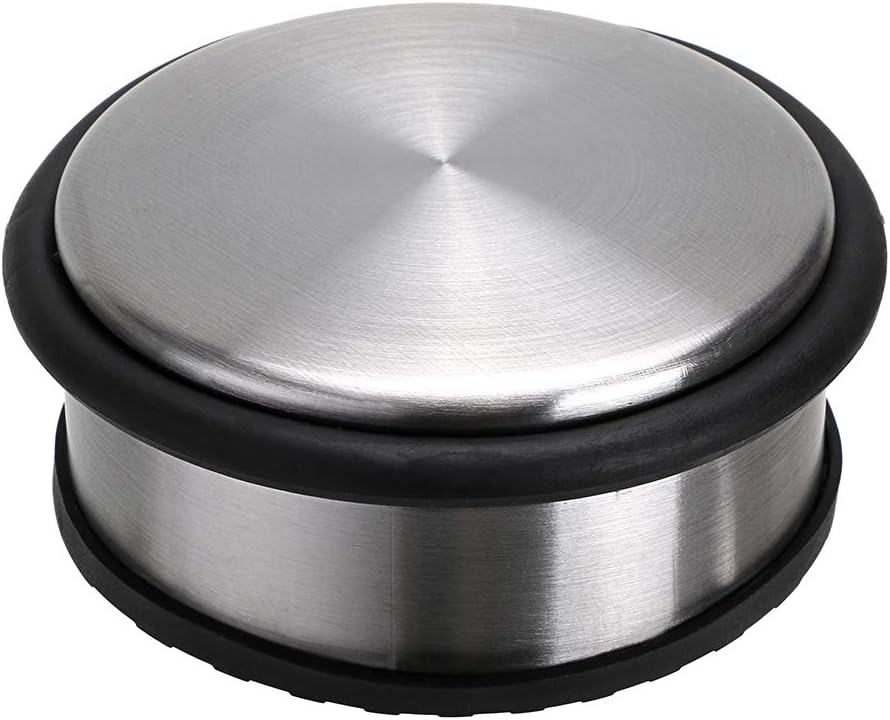 Sumnacon Heavy Duty Floor Door Stopper No Drill, Durability Stainless Steel Door Stops with Anti-Skid Rubber - Contemporary Decorative Safety Door Wedge for Home Office Commercial Industrial, Silver