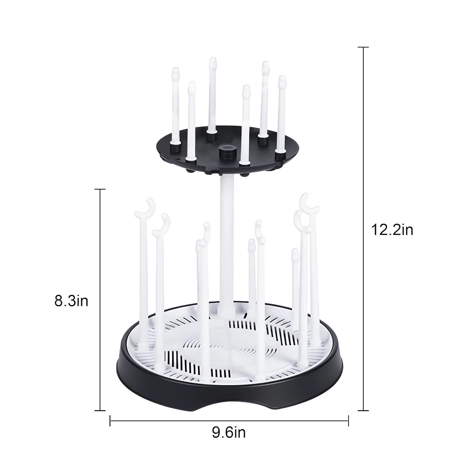 Baby Bottle Drying Rack,Double-Layer Bottle Drying Rack,Hold Up to 16 Baby Bottles,Suitable for Indoor, Kitchen, Living Room（Black and White）