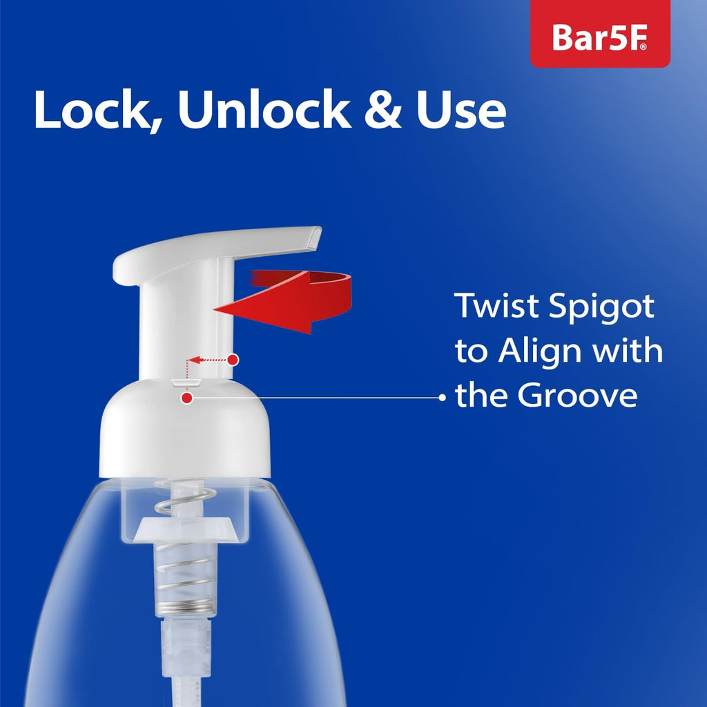 Bar5F Foaming Pump Bottle for Dr. Bronner's Castile Soap and All Generic Concentrated or Regular Soaps, 8.5-Ounce Clear