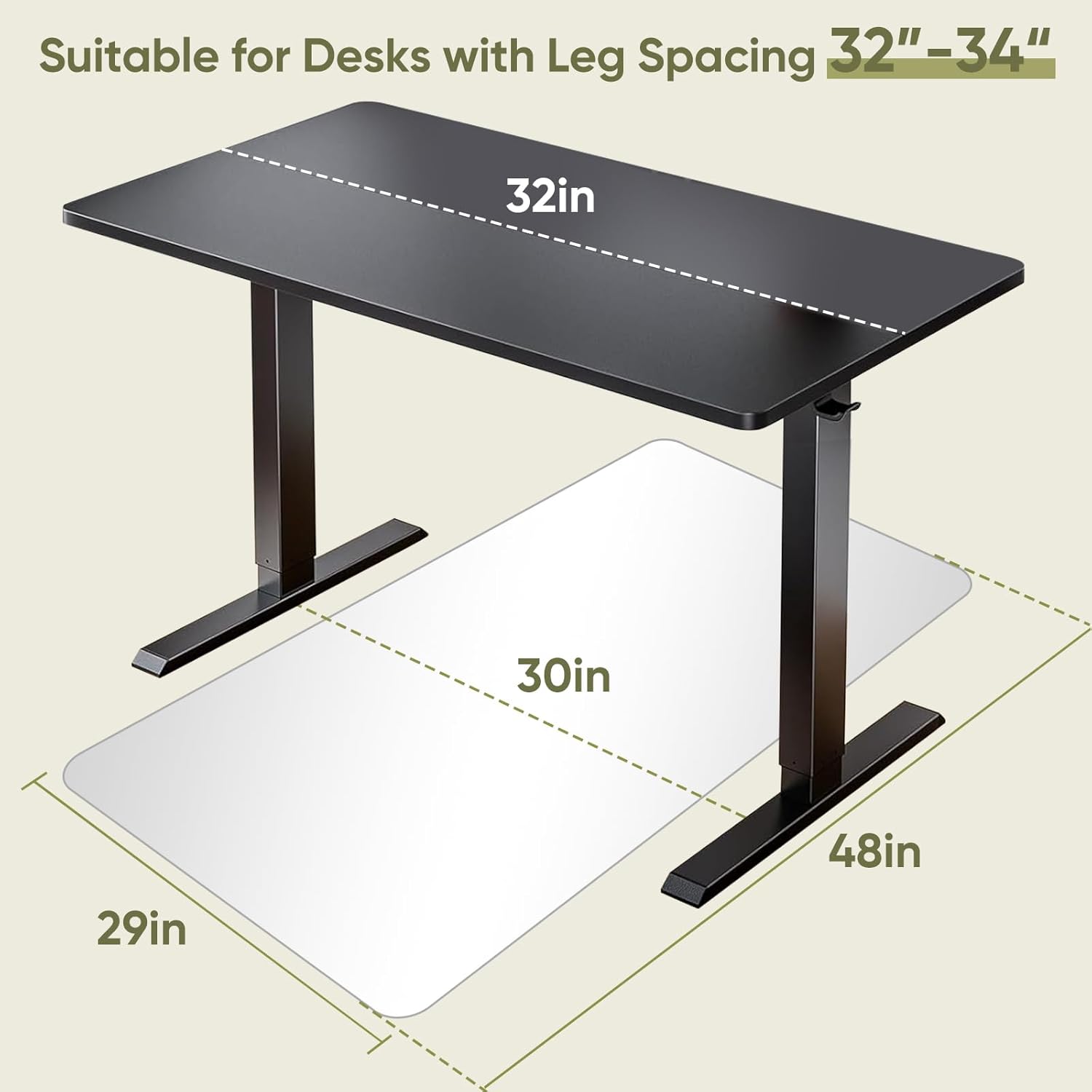 Office Chair Mat for Carpet & Hardwood, Upgraded 29" x 48" Dual Use Tempered Glass Chair Mat for Chair and Footrest Under Desk