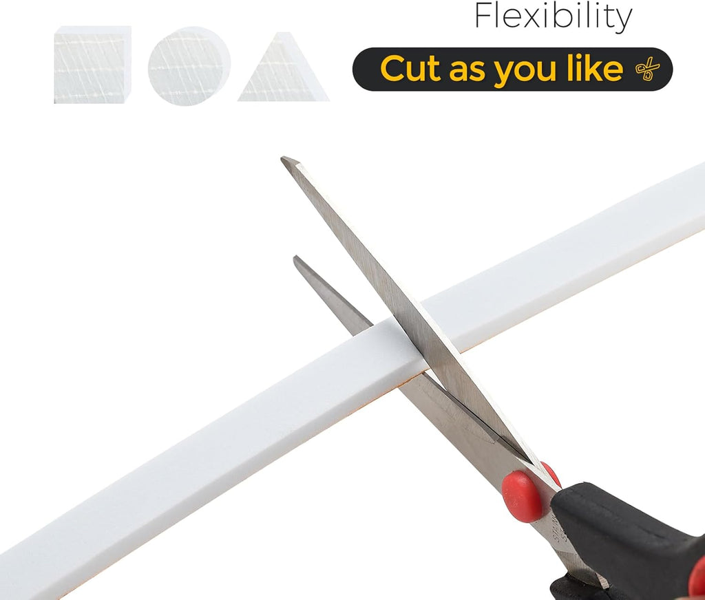 10 Feet Weather Stripping Door Seal, 3" Wide X 1/8" Thick Door Seal Strip High Density Foam Tape Adhesive Strip for Door Soundproofing,Window Insulation (3" x 1/8" x 10FT, White)