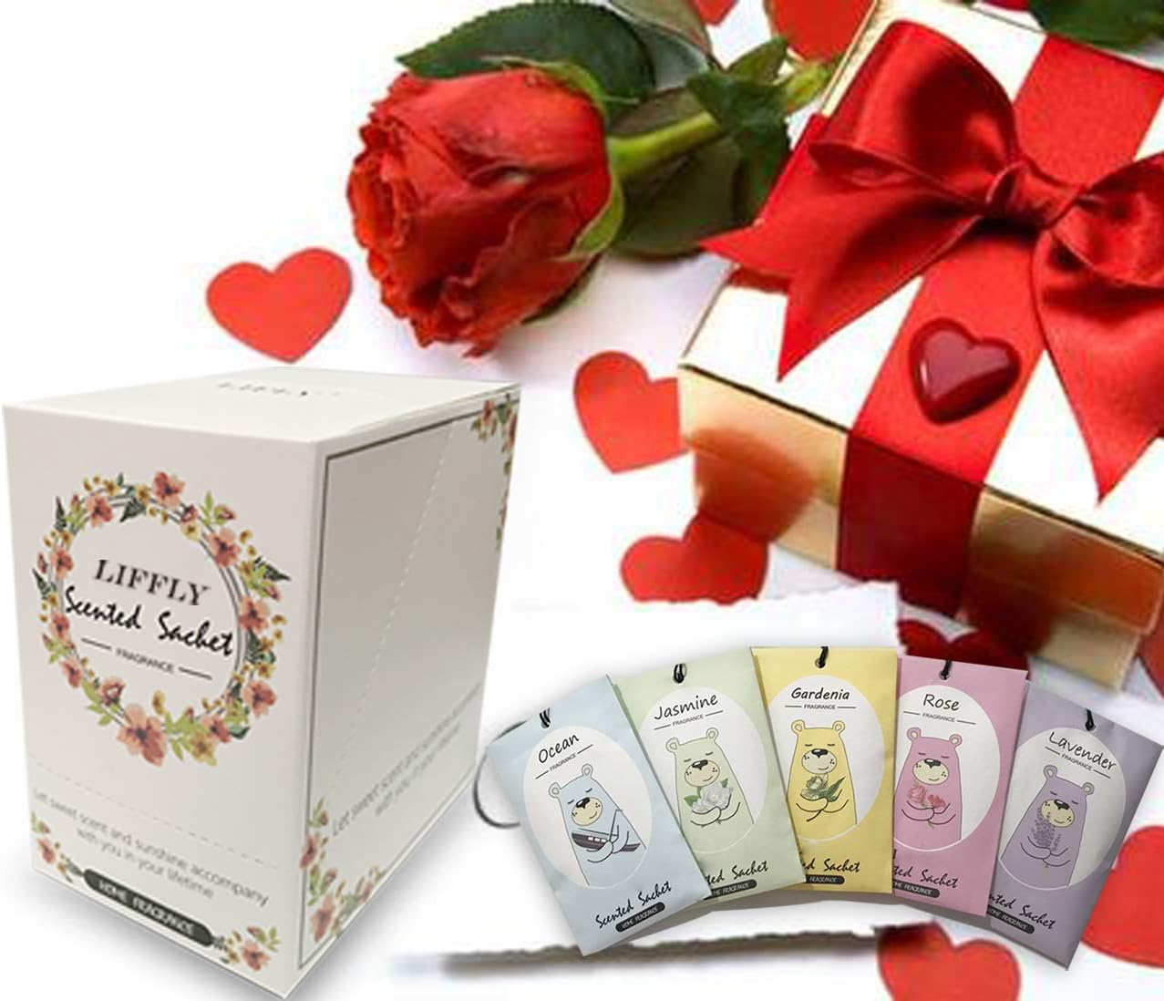 14 Packs Vanilla Scented Sachets for Drawers and Closets Gift Box