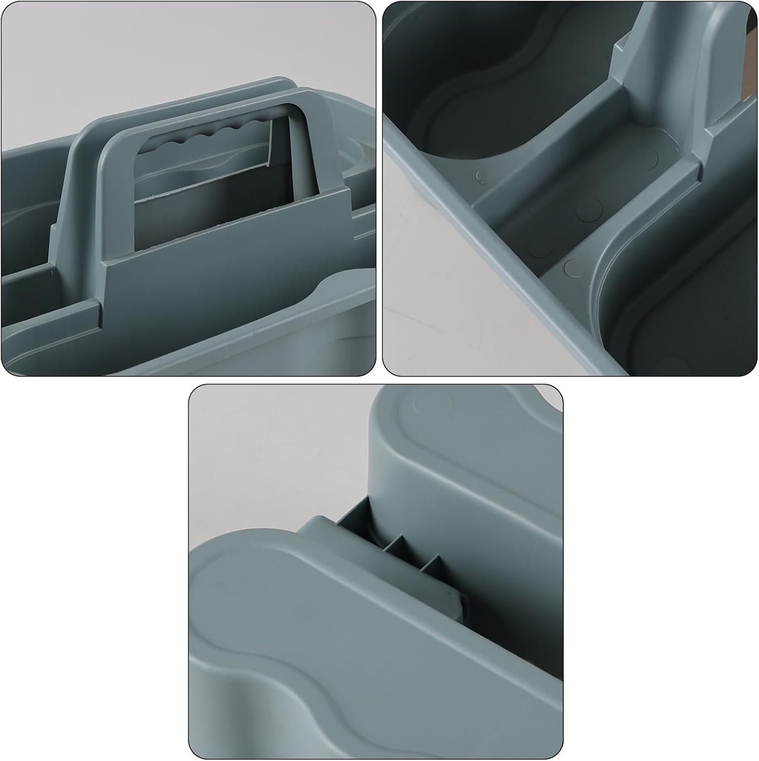 6 Pack Plastic 2 Compartments Cleaning Supplies Caddy, Commercial Carry Caddy Organizer with Handle, Gray