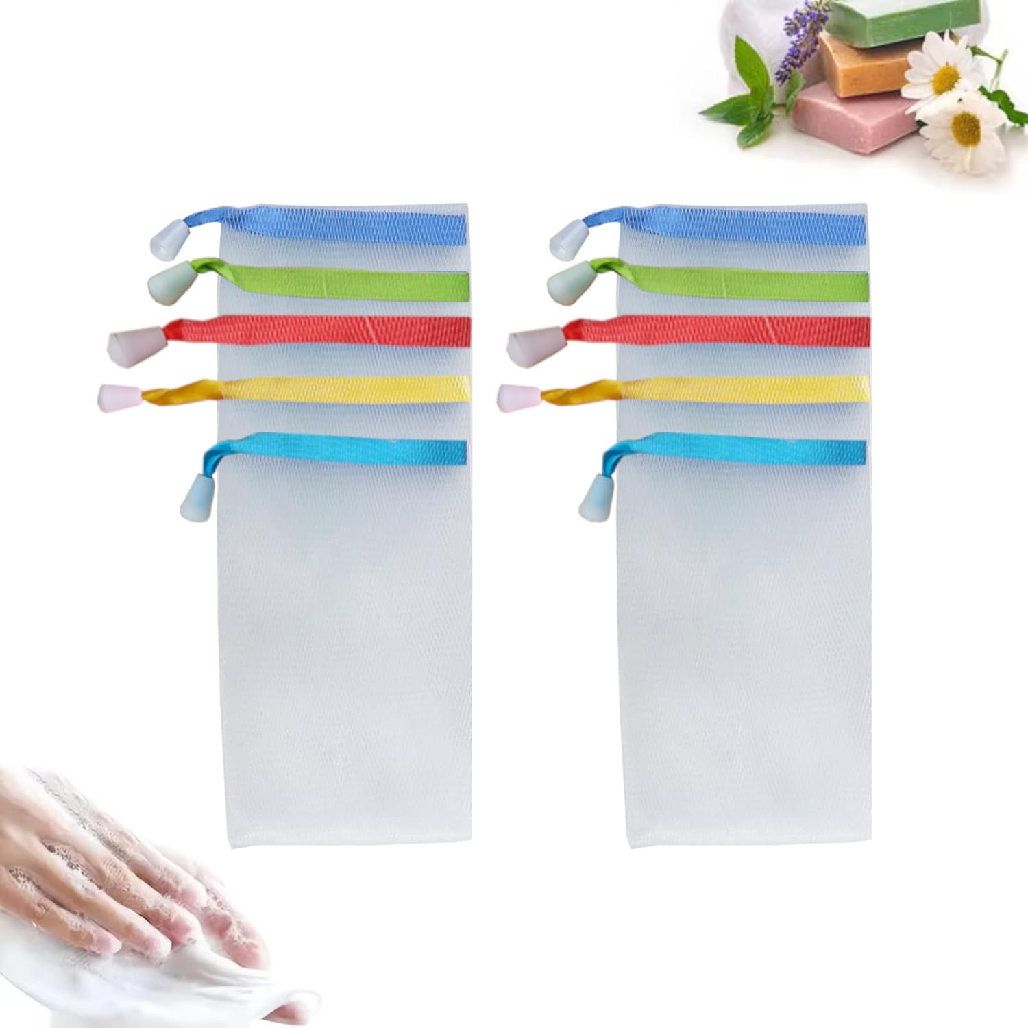 30 Pack Mesh Soap Bag, Small Soap Pouch Saver Bar Soap Sack with Drawstring for Foaming and Drying - Multi-colors