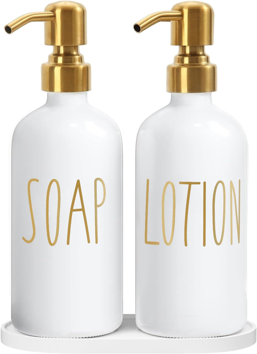 MOMEEMO Bathroom Soap Dispenser Set, Contains Lotion and Hand Soap Dispenser, Suitable for Bathroom Decor. (White)