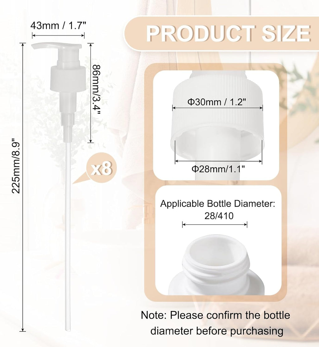uxcell 8 Pcs Soap Dispenser Pump Heads Soap Dispensers Top Pumps Replacement Switch Pumphead for Standard 24/414 Neck Size Lotion Shampoo Bottle, White