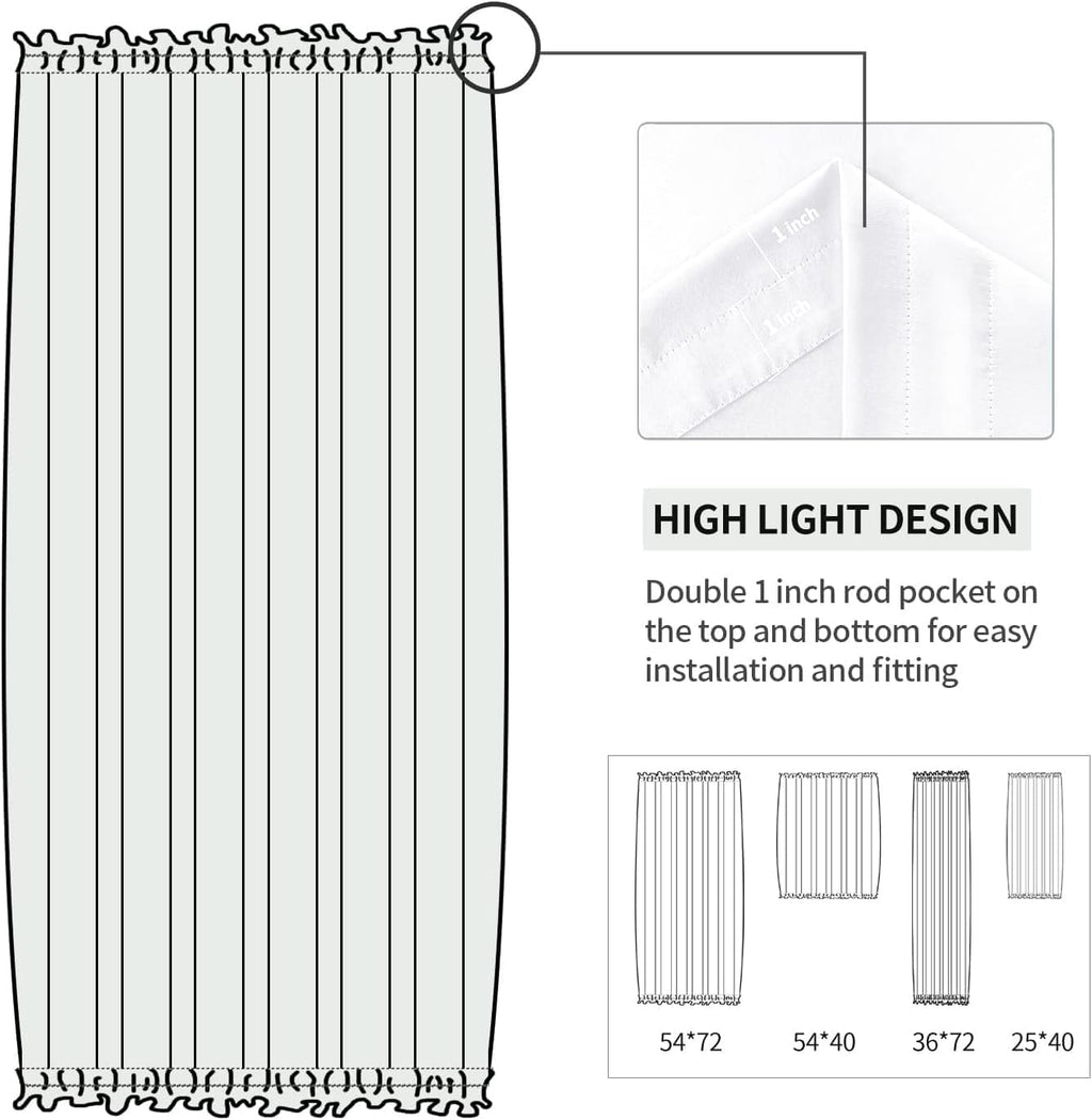 DWCN French Door Curtains – Rod Pocket Thermal Curtain for Doors with Glass Window, Kitchen and Patio Doors for Privacy, 36 X 72 Inches Long, 1 Curtain Panel with Tieback,Pure White