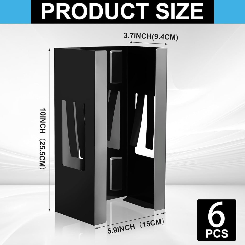 Lounsweer 6 Pcs Magnetic Glove Dispenser Holds Boxes of Towels Paper Tissue Glove Box Holder Wall Mount Kitchen Fridge Tool(Black)