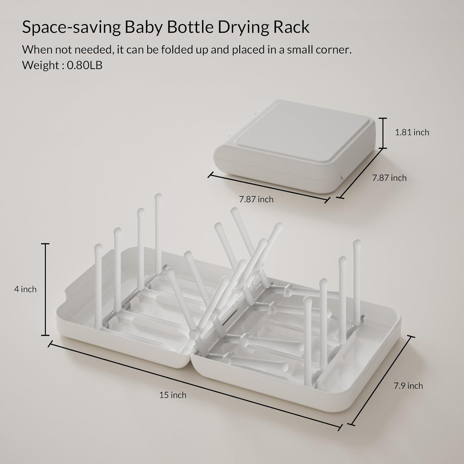 Travel Bottle Drying Rack Space Saving,Foldable Bottle Drain Rack with 16 Ribs,Portable Baby Bottle Drying Rack for Bottles,Breast Pumps and Other Feeding Accessories,Widely Used Daily Basis