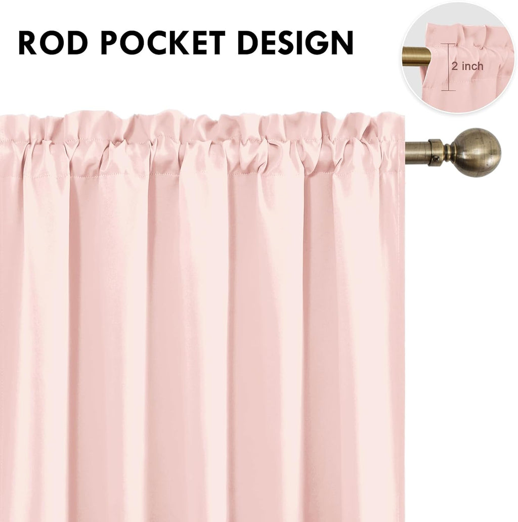 DWCN Blackout Curtains for Living Room Thermal Insulated, Energy Saving & Noise Reducing Bedroom Curtains, Blush Pink, W 70x L 63 Inch, Set of 2 Rod Pocket Curtain Panels