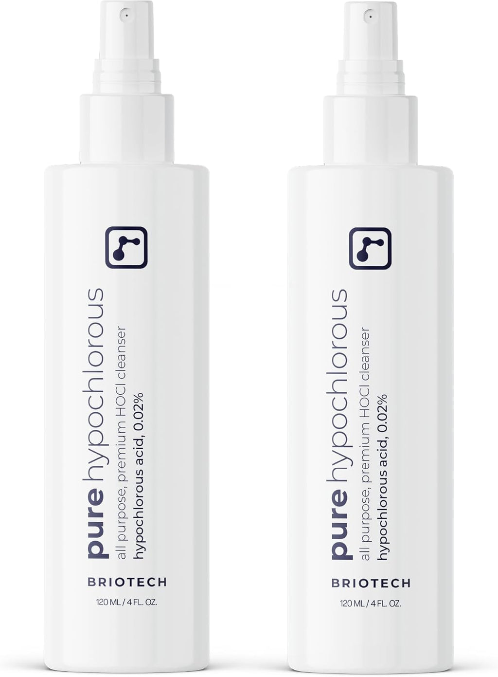 BRIOTECH Pure Hypochlorous Acid Spray and Cleanser, Original Premium HOCl Topical Solution, Multi-Purpose Cleaner, Family Approved & Pet Friendly, 4 fl oz (2 Pack)