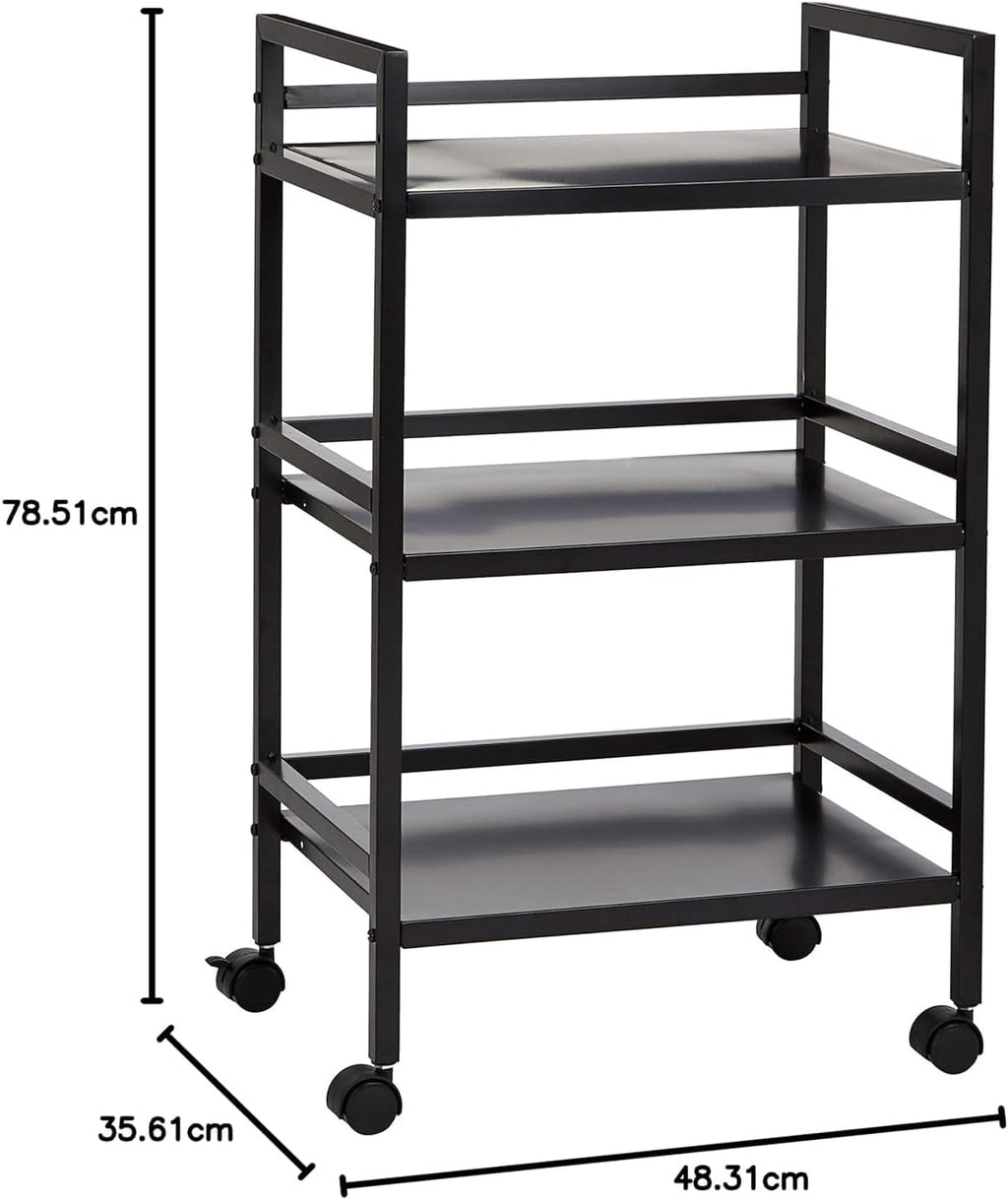 Amazon Basics 3-Tier Metal Rolling Cart, Black