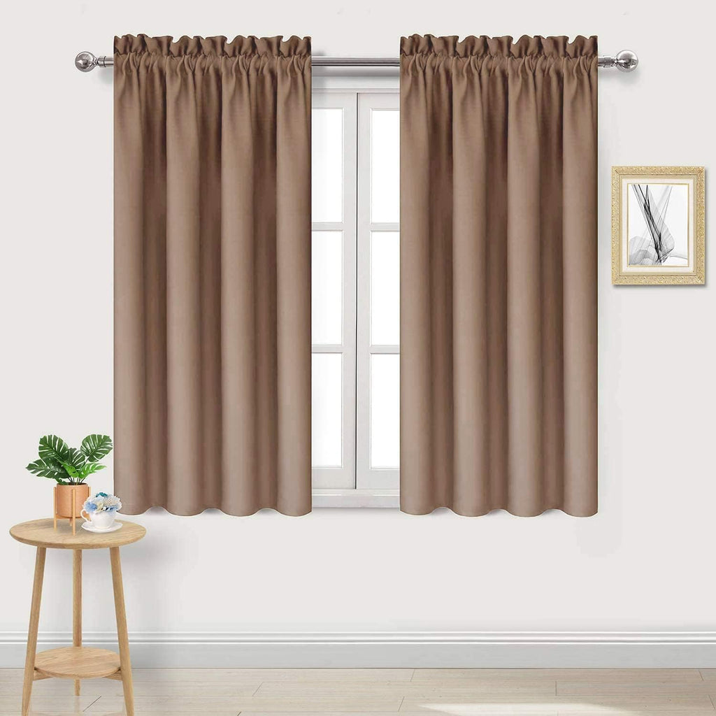 DWCN Blackout Curtains Room Darkening Thermal Insulated Bedroom Curtains Window Curtain Panels, 42 x 54 inches Long, Set of 2 Khaki Rod Pocket Drapes
