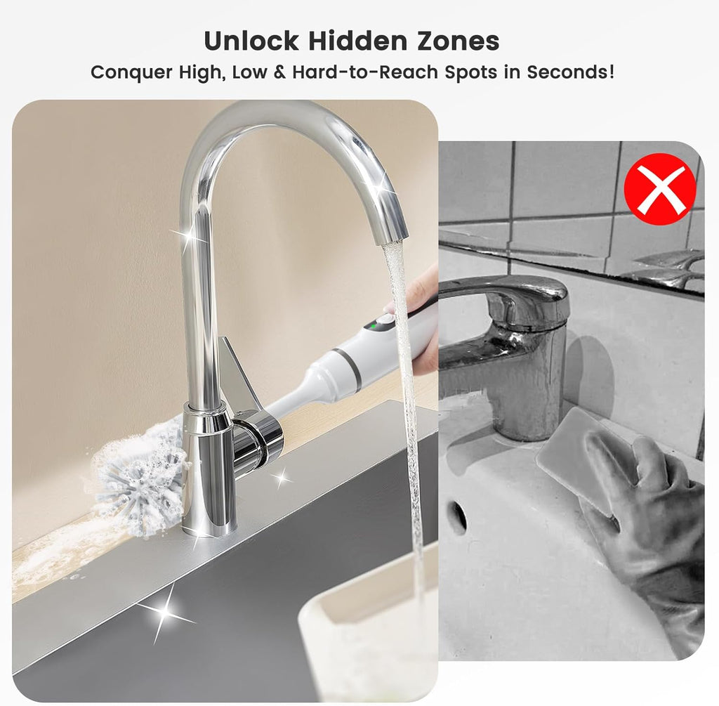 Electric Spin Scrubber Brush - Rechargeable Cordless Cleaning Brush with Full-Body IPX7 Waterproof, 6 Interchangeable Heads & 2-Speed Modes for Bathroom, Kitchen, Tile