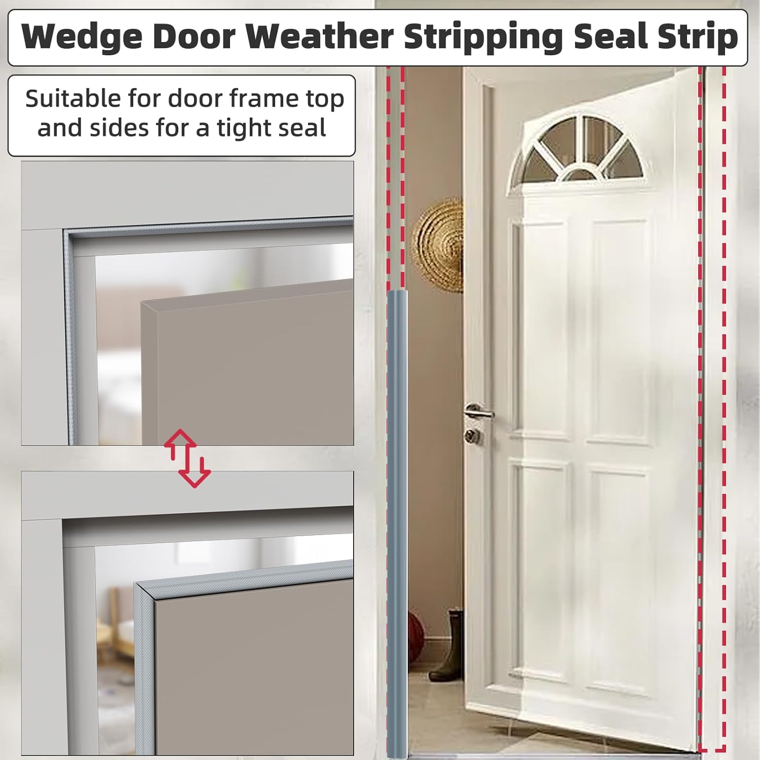 16.4 Ft Weather Stripping Seal Strip for Doors/Windows,Soundproofing Window Insulation Draft Stopper for Winter, Selfadhesive Foam Weather Strip for Door Frame,Door Gap Filler Noise Blocker(Gray)