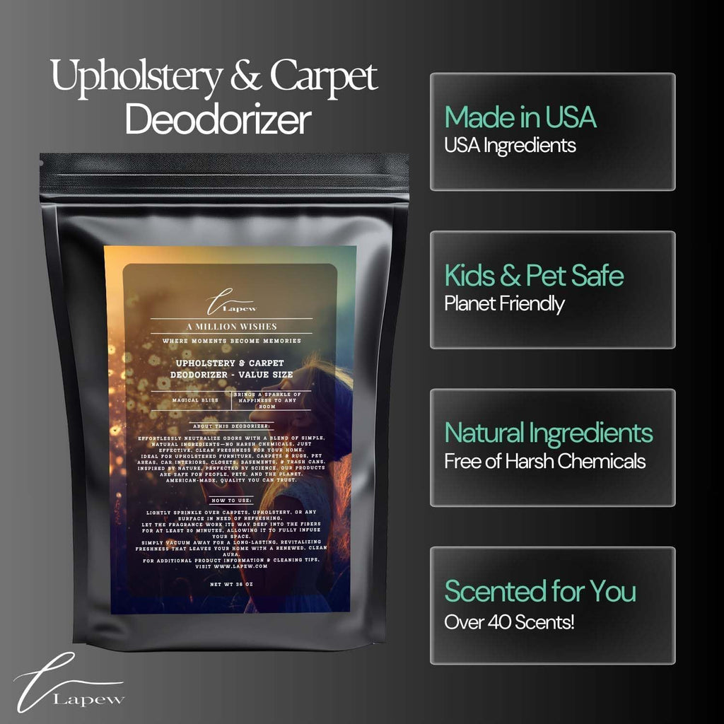 A Million Wishes Carpet Freshener Powder Refill 36 oz | Powerful Odor Eliminator for Home | Upholstery Deodorizer | Carpet Deodorizer | Pet Urine | Cat Litter Box | A Thousand Wishes Fragrance