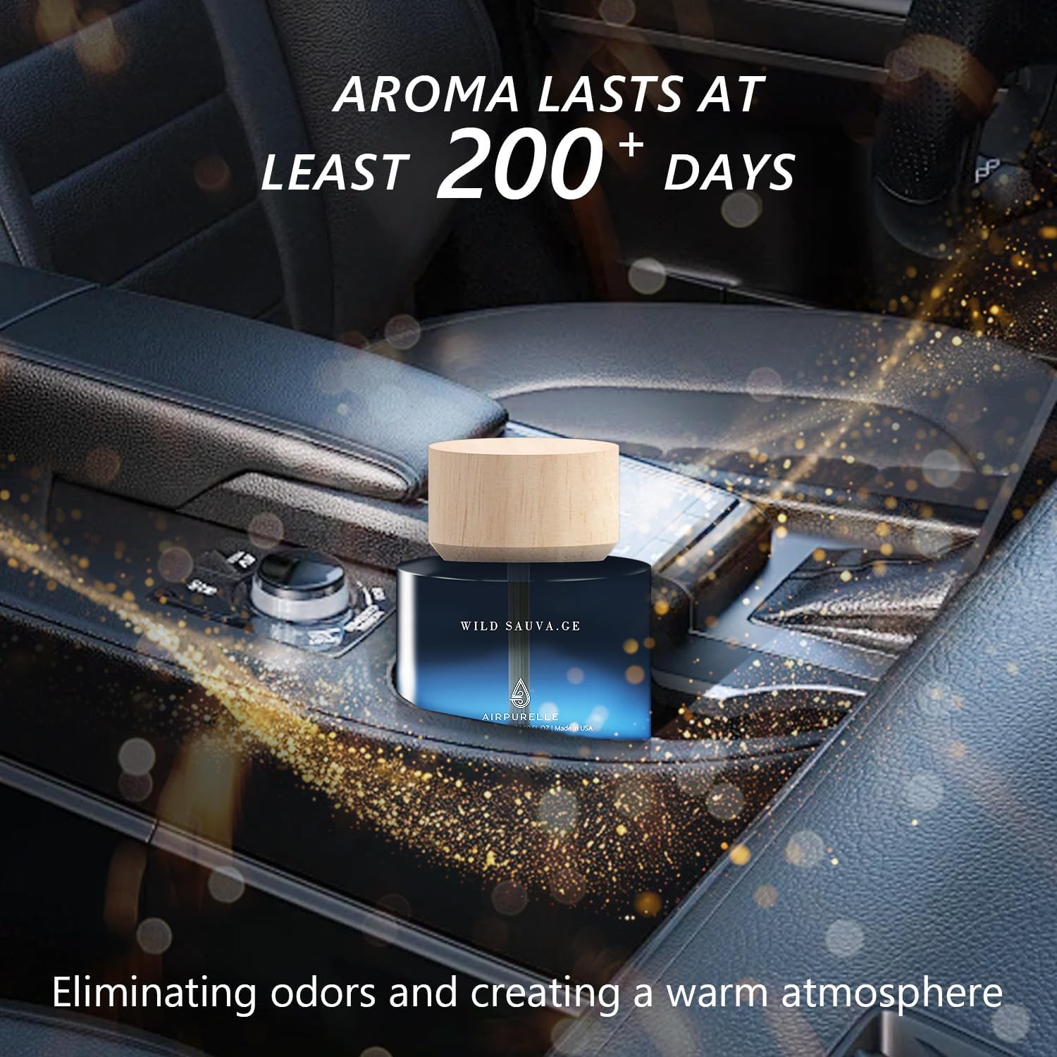 Car Air Freshener for Men & Women – Long-Lasting Woody Citrus Essential Oil Diffuser for Car Cup Holder – 50ML (1.7 FL OZ) Car Scent Diffuser, Inspired by Perfume – Made in USA