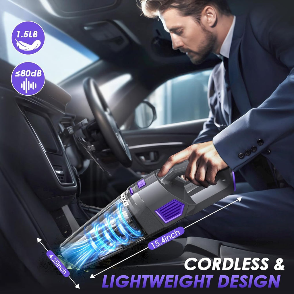 Handheld Vacuum Cordless, 15000PA Strong Suction Hand Held Car Vacuum Cleaner Rechargeable, Portable Hand Vacuum with Multi-Nozzles & Washable Filter for Home Office, Car, Pets