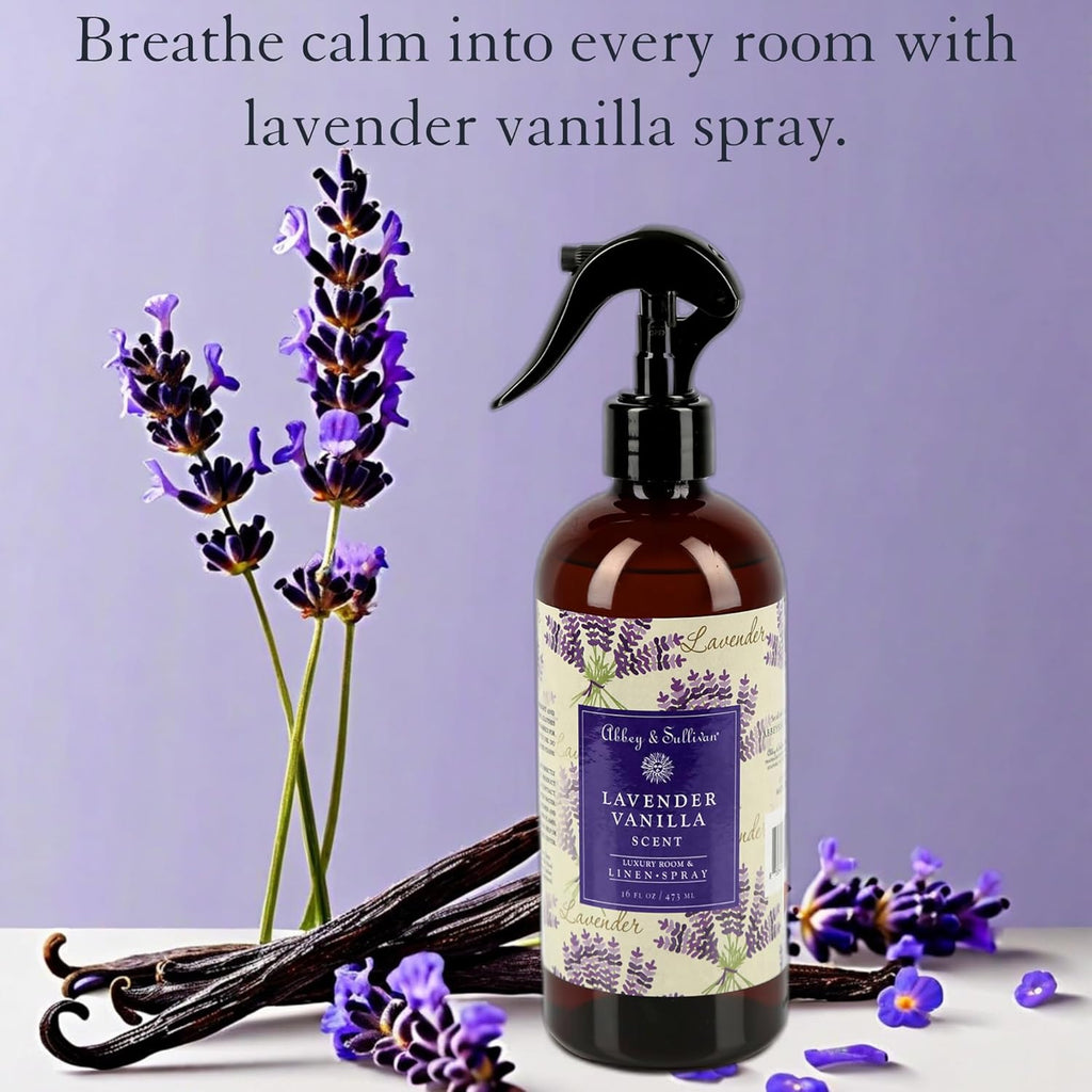 Abbey & Sullivan Odor Eliminating and Refreshing Linen and Room Spray, Lavender Vanilla, 16 oz.